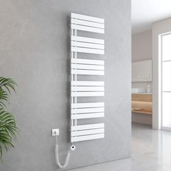 EMKE Elektrische handdoekdroger met verwarmingselement, thermostaat, elektrische handdoekdroger, paneel met warmtestrand met timer, wit, 1599 x 500 mm, 1000 W