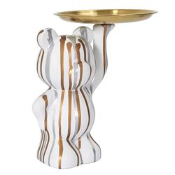 HOME DECO FACTORY, HD0152, Nowoczesna biała figurka dekoracyjna z pustą kieszenią, elegancki przedmiot dekoracyjny do przechowywania kluczy i biżuterii, błyszczące wykończenie