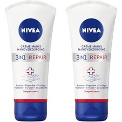 NIVEA Crème mains 3 en 1 Repair Peaux Très Sèches & Rugueuses (1 x 75 ml), soin mains hydratant formule riche et non grasse, crème hydratante réparatrice au Dexpanthenol (Lot de 2)