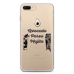 Zokko Beschermhoes voor iPhone 7 Plus Plus Avocado Pareo Mojito – maat iPhone 7 Plus – zacht transparant inkt zwart