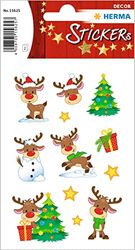 HERMA 15625 Christmas Stickers, Little Rudolph (24 Stickers, Paper, Glitter) Self-Adhesive Christmas Decoration, Permanent Adhesive Labels for Christmas, Gifts, Crafts, Advent Calendar, Colourful