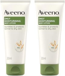 Aveeno Daily Moisturising Body Lotion, With Soothing Oats & Rich Emollients, Suitable For Sensitive Skin, Nourishes and Protects Normal to Dry Skin, Fragrance Free, 200ml (Pack of 2)
