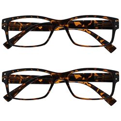 OPULIZE The Reading Glasses Company 2 Pack Mens Brown Tortoiseshell Large Designer Style Readers Spring Hinges RR11-2 +2.50