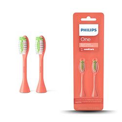 Philips One opzetborstel voor elektrische tandenborstel - Set van 2 - Kleur koraalrood (BH1022/01)