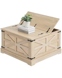 VEVOR Table Basse Rectangulaire, Table de Salon en Rotin, avec Plateau en MDF, Meuble de Rangement de Style Bohème Moderne de 80 cm, avec Charnières en Métal Rétro, pour Chambre et Petits Espaces