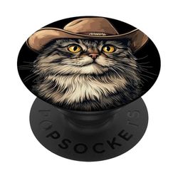 Bonito disfraz de gato con sombrero de vaquero para niños y niñas PopSockets PopGrip Adhesivo