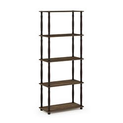 Furinno Besi - Estante Industrial Multiusos de 6 Niveles con Marco de Metal, Ancho, Roble Finn