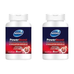 Manix Power Boost: Complément Alimentaire (30 Gélules) Stimulant la Libido et Renforçant l'Erection/A Base de Tribulus, Vitamine C et Zinc (Lot de 2)