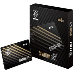 MSI SPATIUM S270 SSD 960GB - SATA 3 2.5" Solid State Drive, 500MB/s Read & 450MB/s Write, 3D NAND, Built-In Data Security, MSI Center - 5 Year Warranty (500 TBW)