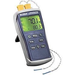 Extech EA10 EasyView Thermomètre à double entrée avec 2 sondes de type K/interface PC RS-232
