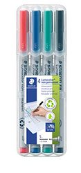 STAEDTLER 311 WP4 Lumocolor Non-Permanent Pen, Superfine Line Width, 0.4mm - Assorted Colours (Pack of 4)