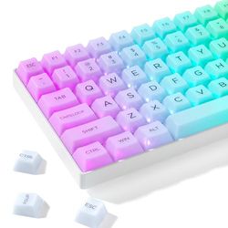 Womier Teclas claras, Teclas Blancas Elegantes, 75 por ciento, Teclas de Perfil de Cereza, Juego Personalizado, 140 Teclas, Niebla Blanca, translúcida para Teclado mecánico Cherry