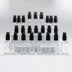 Yizhao Transparant Glass Spray Bottle 30ml, met Kleine Fijne Nevelspray, Metalen Dop, Navulbaar voor Essentiële Olie, Reizen, Schoonmaken, Parfum, Aromatherapie, Make-up - 24 Stuks