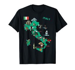 Mappa Italia, principali città, Destinazioni Turistiche, attrazioni Maglietta