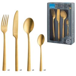 Amefa Grillo Set di 16 Posate in Cofanetto per 4 Persone, Acciaio Inossidabile, Oro, Coffret 16 pièces, 4 unità