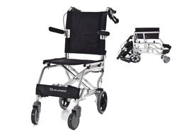 QUIRUMED Fauteuil roulant de voyage en aluminium, Fauteuil roulant de transit, Fauteuil roulant de transfert, Siège 36 cm, Léger, Pliable, Accoudoirs et repose-pieds inclinables, notre fauteuil.