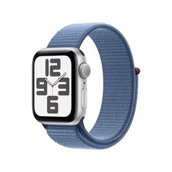 Apple Watch SE (2nd Gen, 2023) [GPS 40mm] Smartwatch with Silver Aluminium Case with Winter Blue Sport Loop. Fitness & Sleep Tracker, Crash Detection, Heart Rate Monitor, Carbon Neutral