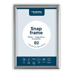 EUROPEL Snap Frame B2 (50 x 70 cm), 25 mm Aluminium Anodised Construction and Anti-Glare Cover Clip Poster Holders for Retail and Advertising Displays Notice Sign Board Frame for Walls, Silver