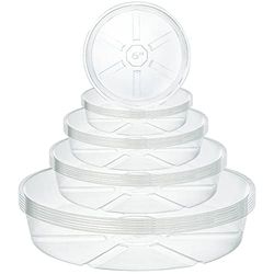 Hacaroa 24 stuks doorzichtige plantenschotel, druppelbakken, 6/8/10/12 inch plastic plantenbakken, bloempotschotels voor binnen- en buitenplanten, rond, 4 maten