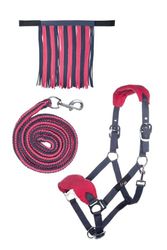 HKM 10733 - Juego de ronzal, espantamoscas, cuerda (mosquetón, 180 cm), poni