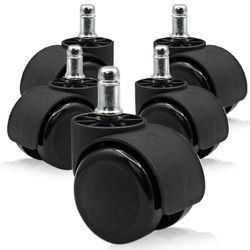 Bureaustoelwielen, verpakking met 5 rubberen wielen voor bureaustoel, gamingstoel, bureaustoelwielen, draaibare wielen, 11 x 22 mm, robuust en krasbestendig, 5 rollen
