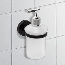 IPEA Soporte dispensador Adhesivo de Pared Negro – No Necesita taladrado – Diseño Moderno – Elegante Soporte para Botellas de Pared para jabón líquido para Pegar en baño, Ducha, casa – Soporte