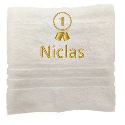 Asciugamano personalizzato con nome splendidamente ricamato Asciugamano da bagno Asciugamano in cotone 100% Asciugamano da bagno con nome (140 x 70 cm, Vincitore)