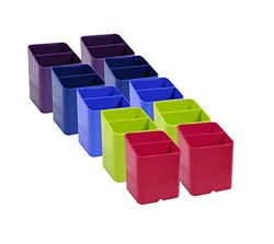Exacompta - 67798D - caja de 10 portalápices Iderama PEN-CUBE - Con 2 compartimentos de diferentes tamaños y alturas - Dimensiones 7,4 x 7,4 x 9,3 cm - Colores surtidos