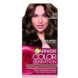 Garnier Color Sensation Brown Hair Dye Permanent 5.0 Luminous Light Brown (Packaging may vary)