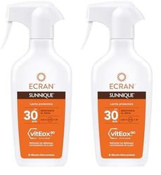 Ecran Sunnique - Leche Protectora Solar SPF 30 en Spray, Protección Media UVA, UVB y IR-A, Refuerza las Defensas, Resistente al Agua, para la Piel de Toda la Familia - 270 ml (Paquete de 2)