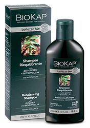 BIOKAP BELLEZZA BIO Rebalancing balancerende shampoo, 200 ml, voor een uitgebalanceerde hoofdhuid en zacht haar, complex van gember boswellia en rode druiven, veganistisch