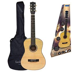 LEXIBOOK K2200 houten akoestische gitaar, 36", leergids, 6 nylon snaren, draagtas inbegrepen, hout/zwart