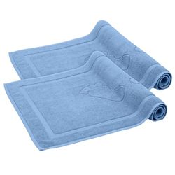 Komfortec Set di 2 tappetini da bagno, in spugna, lavabile, 800 g/m² e 100% cotone, assorbenti e ad asciugatura rapida, 50 x 80 cm, colore: azzurro