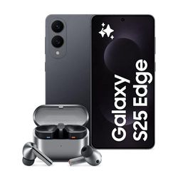 SAMSUNG Galaxy S25 Edge con Galaxy Buds3 Pro Graphite, Auricolari in-ear True Wireless, Smartphone AI con 3 anni di Garanzia del produttore, RAM 12GB, 512GB, 3.900 mAh, Titanium Jetblack