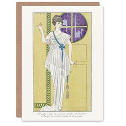 Artery8 George Barbier Art Card Vintage Parisian Fashion Evening Gown
