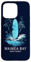 Waimea Bay Oahu Hawaii Vintage Surf Beach Surfer Souvenir Case for iPhone 15 Pro Max
