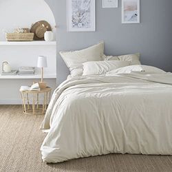Enkelt påslakan i tvättad bomull, mjuk linne, 140 x 200 cm, tillverkat i Frankrike