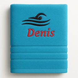 Asciugamano personalizzato con nome Nome sportivo splendidamente ricamato Asciugamano da bagno Asciugamano in cotone 100% personalizzato con nome (140 x 70 cm, Nuoto)