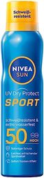 NIVEA SUN Spray solare UV Dry Protect Sport SPF 50 (200 ml), 100% trasparente e rinfrescante, resistente al sudore ed extra impermeabile