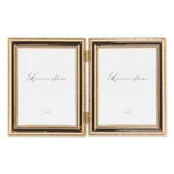 Lawrence Frames Classic Bead Frame, 4x5 Hinged Double, Gold, 2 Count