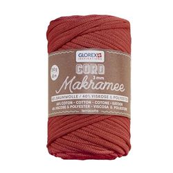 Glorex 5 1006 32-Cordoncino macramè 3 mm, 250 g, Terracotta, Lunghezza 63 m, Filato Tessile, 60% Cotone, 40% Viscosa e Poliestere, per Lavorare all'Uncinetto, a Maglia, Legare e Modellare, Colore