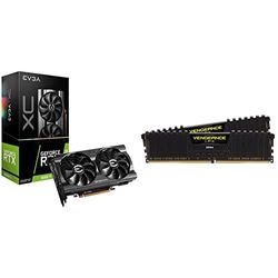 EVGA GeForce RTX 3060 Ti XC GAMING, 08G-P5-3663-KL, 8GB GDDR6, DualFan, Metal Backplate, LHR & Corsair VENGEANCELPX16GB DDR4 3600 Memoria Desktop, ‎Nero