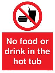 Geen Eten of drinken in de hot tub Sign - 150x200mm - A5P