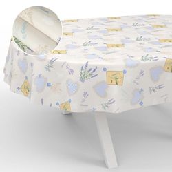 ANRO Tovaglia cerata lavabile, per interni ed esterni, ovale, 200 x 140 cm, con bordo tagliato, lavanda