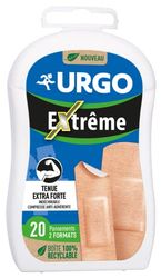 URGO - Extreme Dressings - Extra Strong Hold - Tear-Resistant Fabric - Non-Stick Compress - 2 Sizes - 20 Plasters