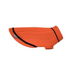 Record - Jersey para Perros Maia. Suéter cálido de Cuello Alto, Orificio para Correa y Trabillas para Las Patas traseras | Naranja, L - Longitud de Espalda 45 cm