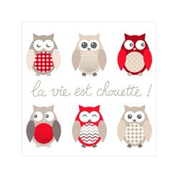 Homéa, Set de 20 Serviettes Cocktail en Papier 3 Plis 25 x 25 cm Hibou