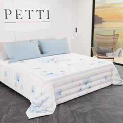 PETTI Artigiani Italiani - Colcha Primavera Verano Doble Diseño Floral 05 100% Microfibra Hipoalergénica 100% Fabricado en Italia