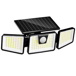 Spot solaire 3 têtes noir éclairage puissant LED blanc FALCON H9.3cm avec détecteur de mouvement orientable