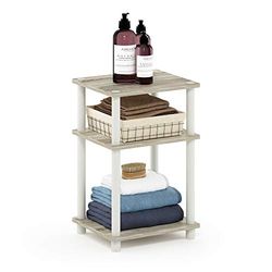 Furinno Juste Turn-N-Tube Table D'appoint à 3 Niveaux, paquet de 1, Chêne Sonoma/Blanc
